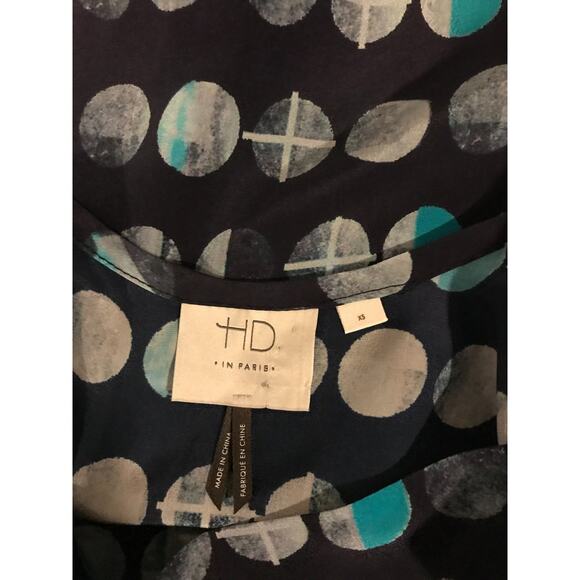 Anthropologie HD in Paris Moon Phase Silk Blue Blouse - Size Extra Small - Picture 5 of 10